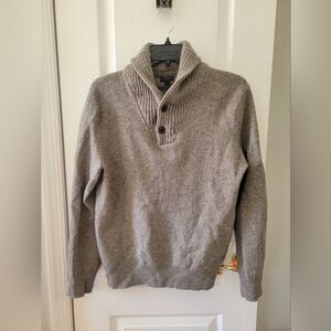 J.Crew Men's Lambswool Shawl-Collar Pullover Grandpacore Sweater Oatmeal Medium